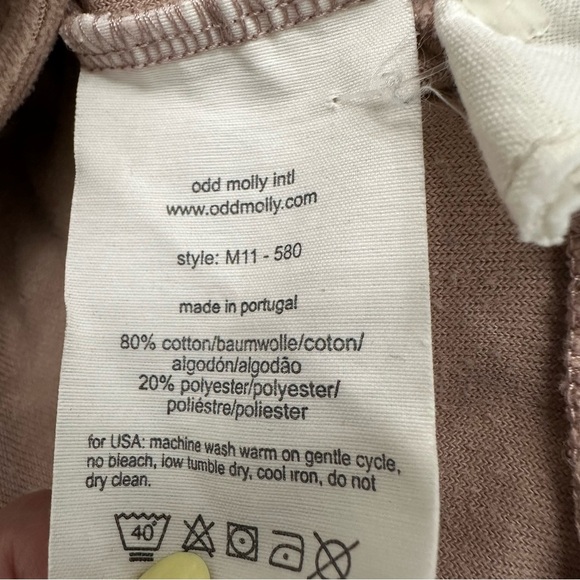 Odd Molly Velvet Babydoll Dress 580 Imagine Free SZ 1/Small Beige Pink Tone GUC - Picture 6 of 10